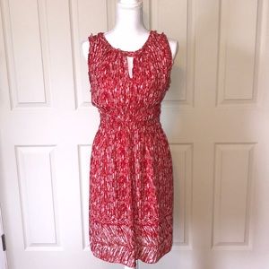MAXSTUDIO Red and White Patterned Key hole dress